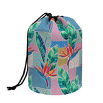 Watercolor Tropical Patchwork Print Drawstring Makeup Bag
