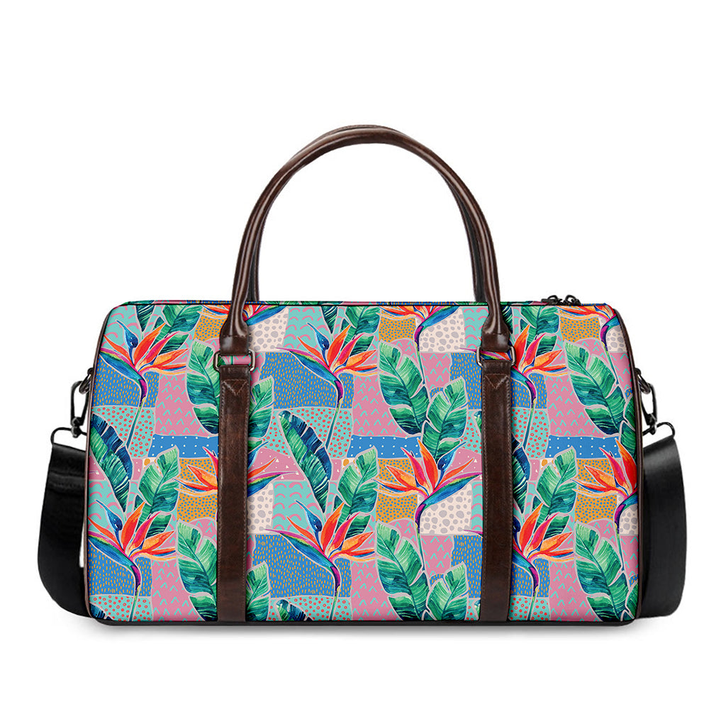 Watercolor Tropical Patchwork Print Duffle Bag