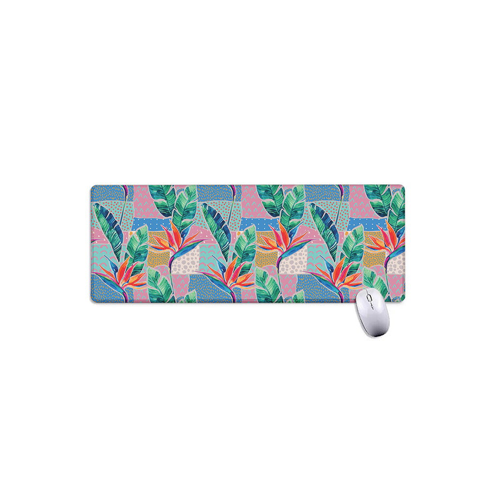 Watercolor Tropical Patchwork Print Extended Mouse Pad