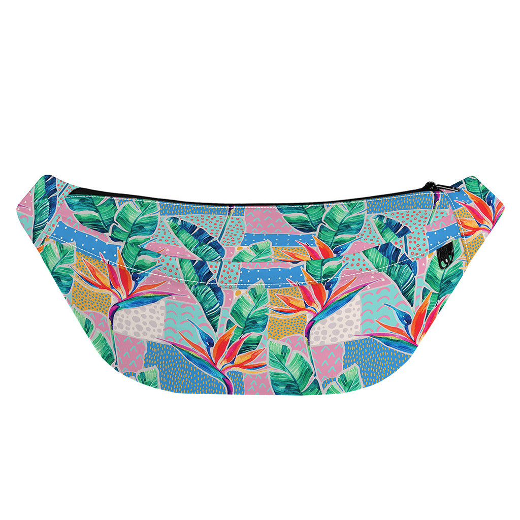 Watercolor Tropical Patchwork Print Fanny Pack