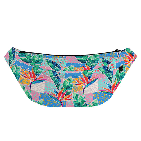Watercolor Tropical Patchwork Print Fanny Pack