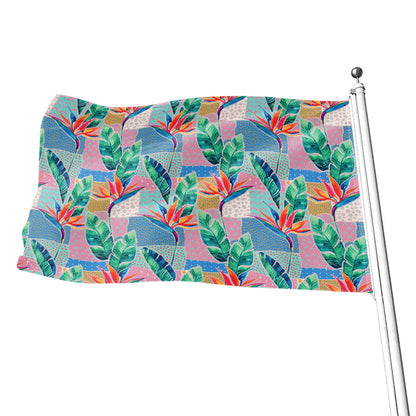 Watercolor Tropical Patchwork Print Flag