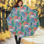 Watercolor Tropical Patchwork Print Foldable Umbrella