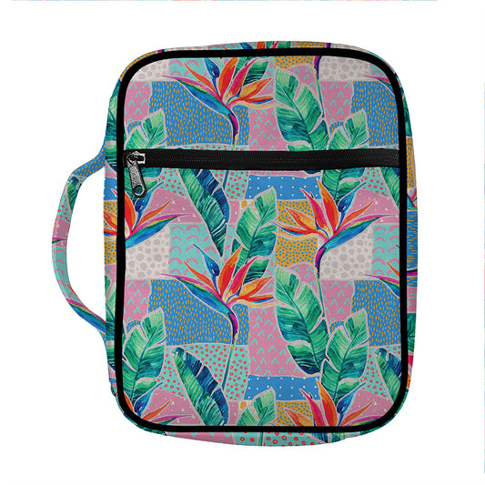 Watercolor Tropical Patchwork Print Front Pocket Bible Bag