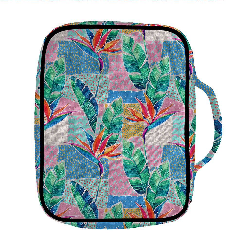 Watercolor Tropical Patchwork Print Front Pocket Bible Bag