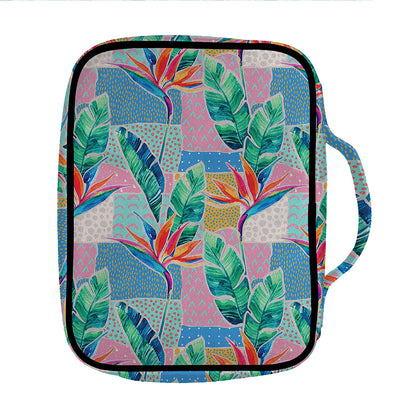 Watercolor Tropical Patchwork Print Front Pocket Bible Bag