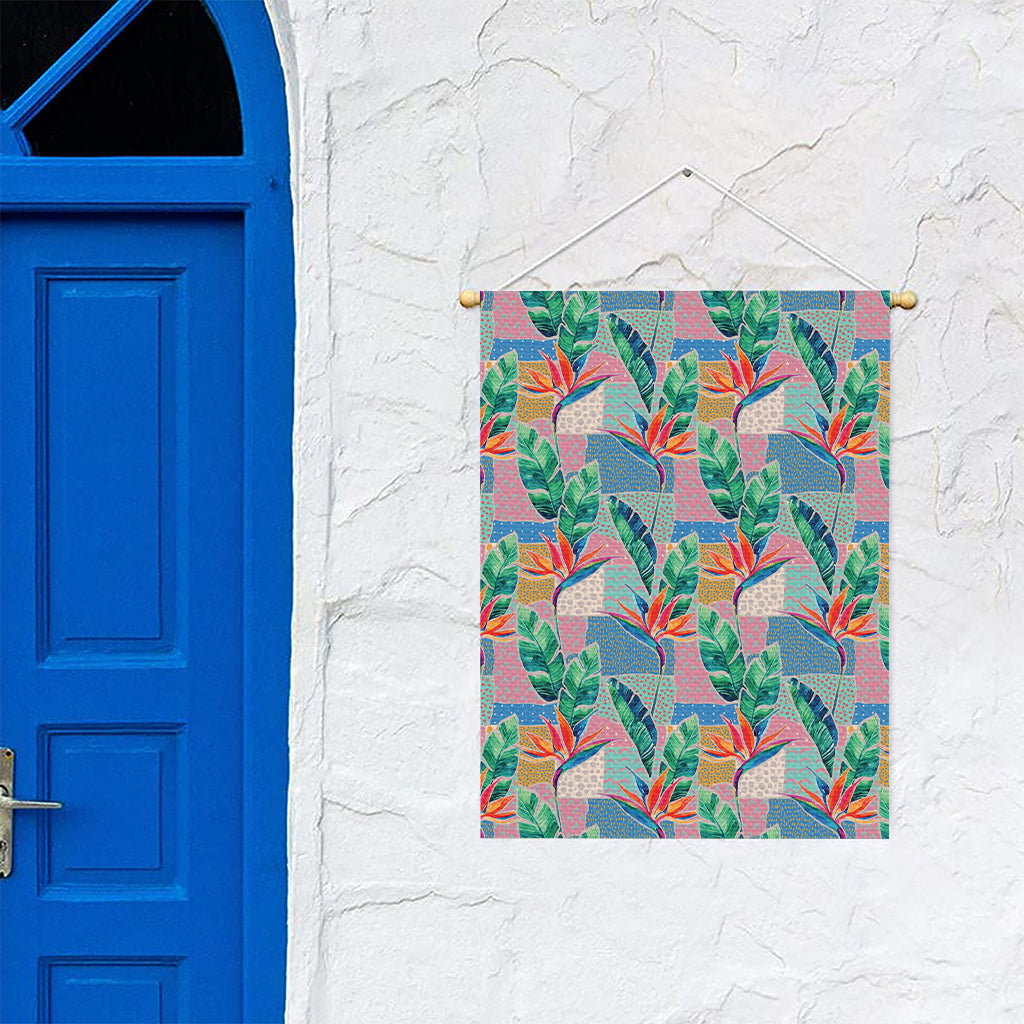 Watercolor Tropical Patchwork Print Garden Flag