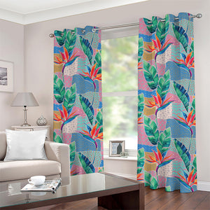 Watercolor Tropical Patchwork Print Grommet Curtains