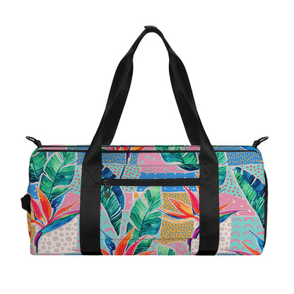 Watercolor Tropical Patchwork Print Gym Bag