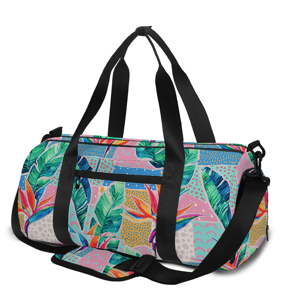 Watercolor Tropical Patchwork Print Gym Bag