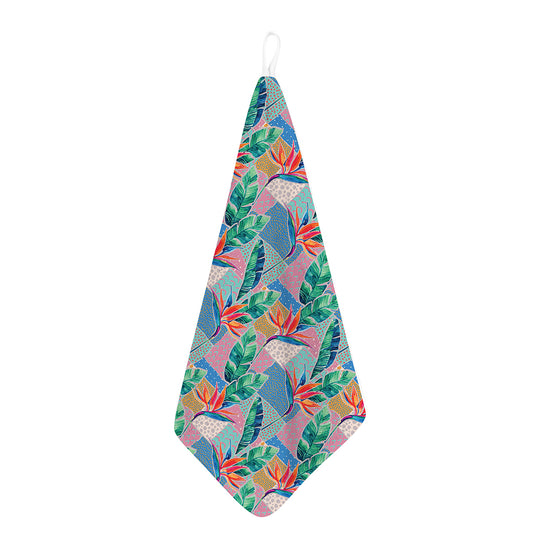 Watercolor Tropical Patchwork Print Hand Towel