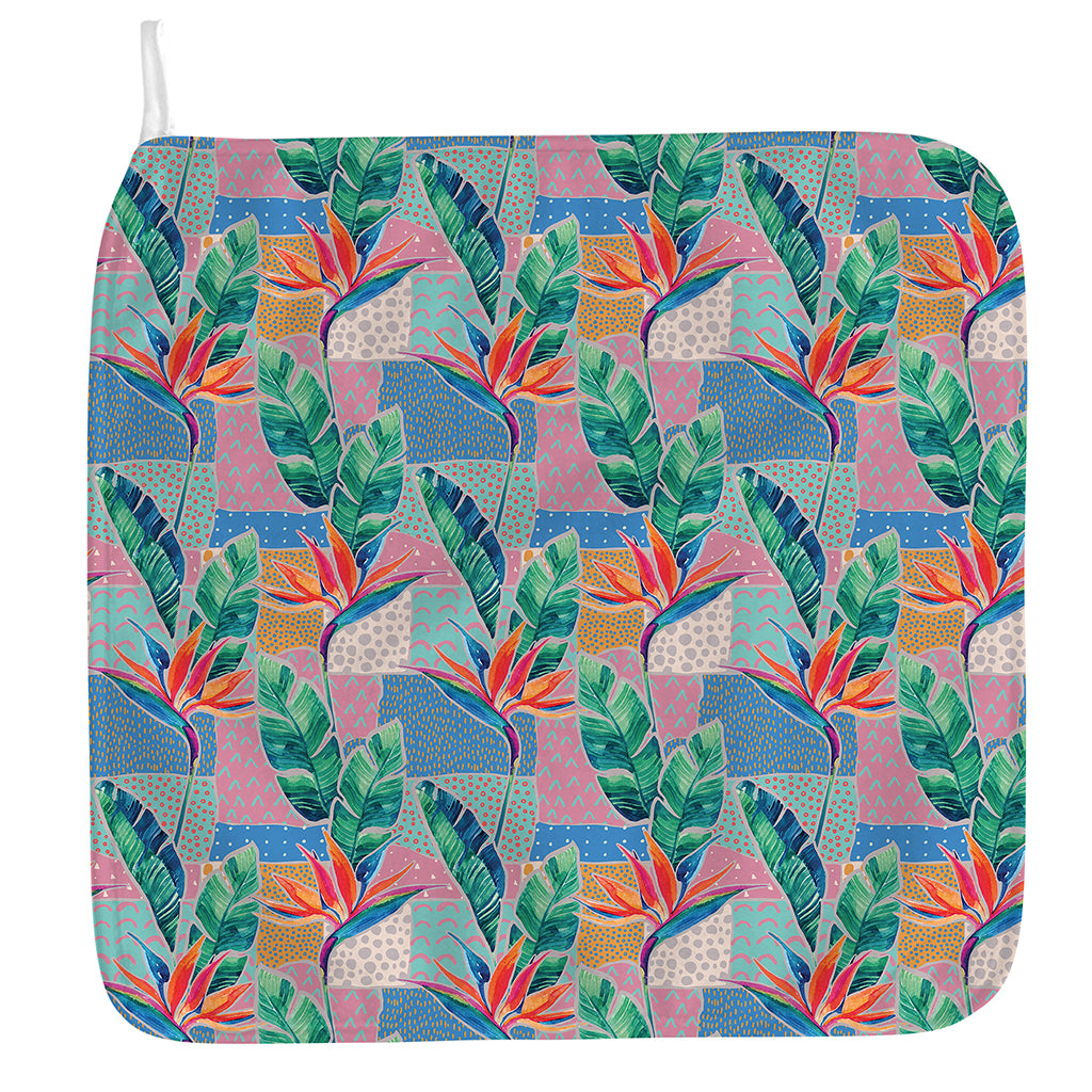 Watercolor Tropical Patchwork Print Hand Towel