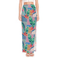 Watercolor Tropical Patchwork Print High Slit Maxi Skirt