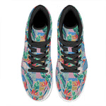 Watercolor Tropical Patchwork Print High Top Leather Sneakers