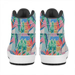 Watercolor Tropical Patchwork Print High Top Leather Sneakers