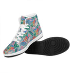 Watercolor Tropical Patchwork Print High Top Leather Sneakers