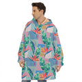 Watercolor Tropical Patchwork Print Hoodie Blanket