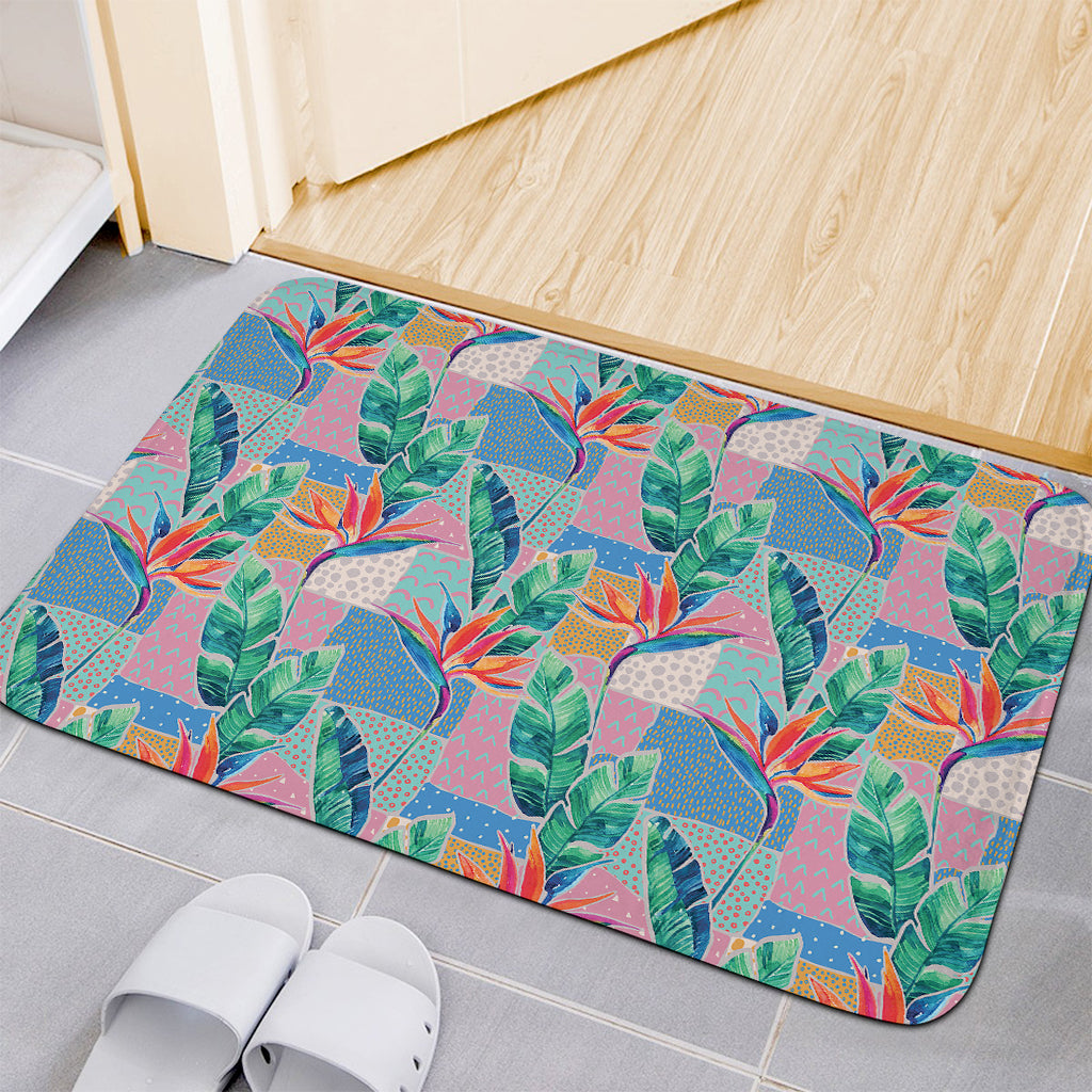 Watercolor Tropical Patchwork Print Indoor Door Mat