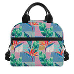 Watercolor Tropical Patchwork Print Insulated Lunch Bag