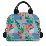 Watercolor Tropical Patchwork Print Insulated Lunch Bag