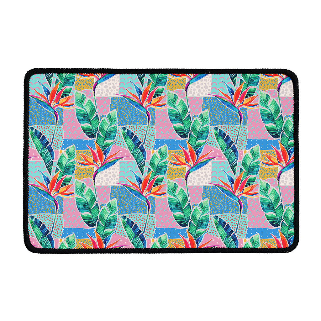 Watercolor Tropical Patchwork Print Kitchen Mat