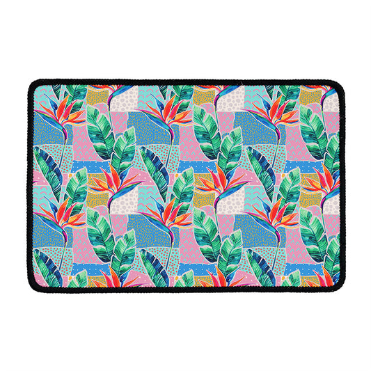 Watercolor Tropical Patchwork Print Kitchen Mat