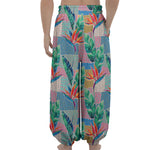 Watercolor Tropical Patchwork Print Lantern Pants
