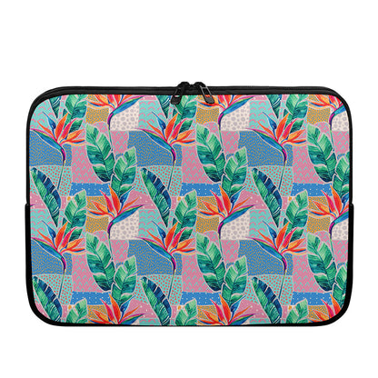 Watercolor Tropical Patchwork Print Laptop Sleeve