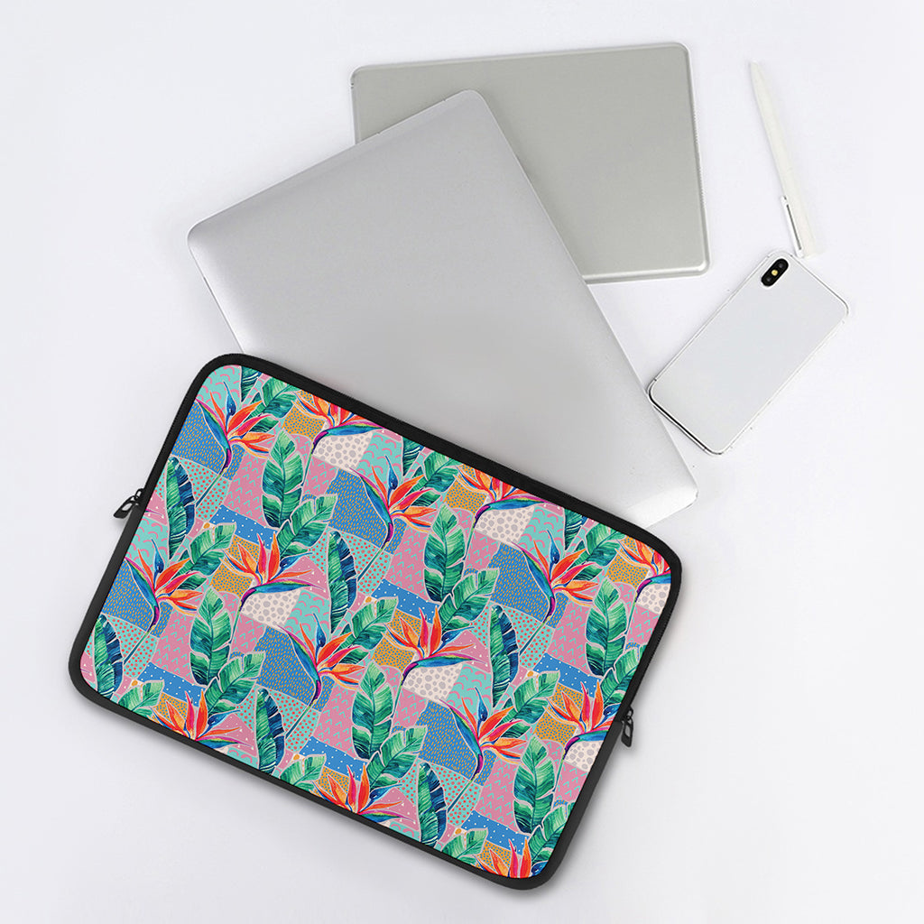 Watercolor Tropical Patchwork Print Laptop Sleeve