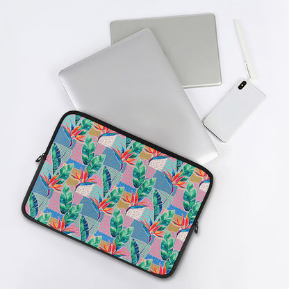 Watercolor Tropical Patchwork Print Laptop Sleeve