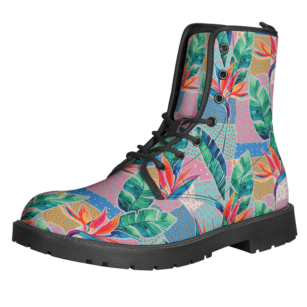 Watercolor Tropical Patchwork Print Backpack