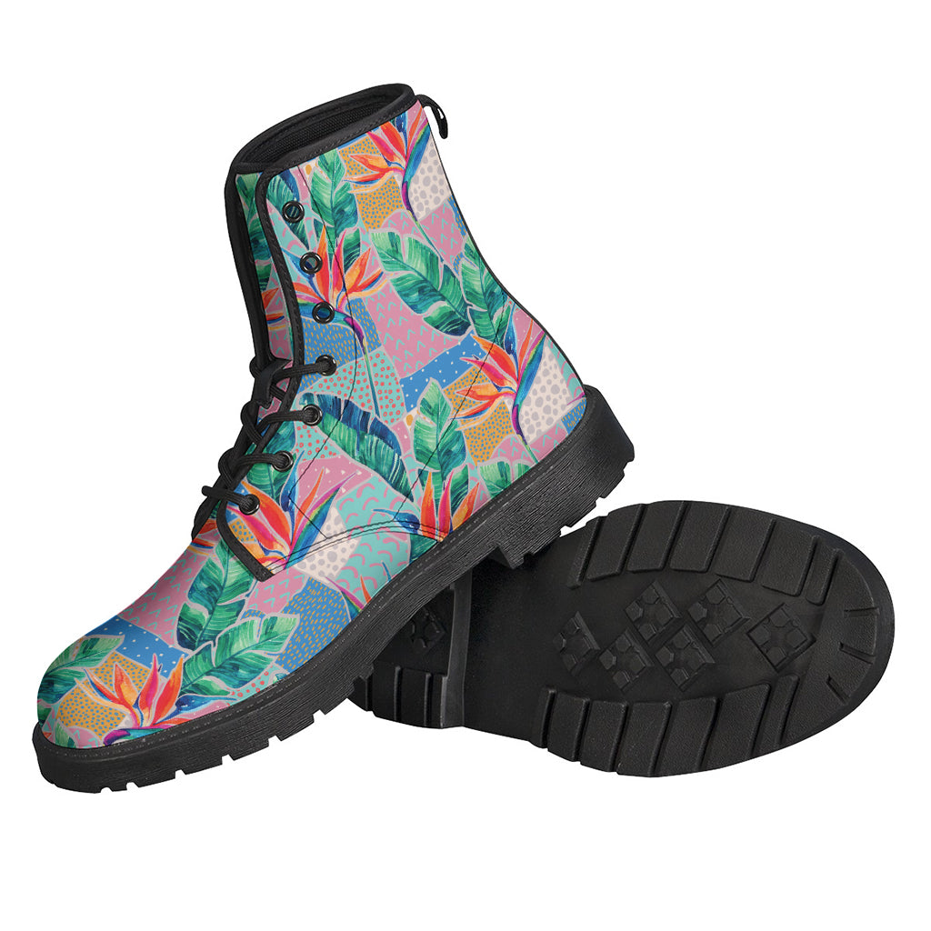 Watercolor Tropical Patchwork Print Backpack