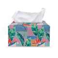Watercolor Tropical Patchwork Print Leather Tissue Box Cover