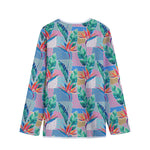 Watercolor Tropical Patchwork Print Long Sleeve Short Coat
