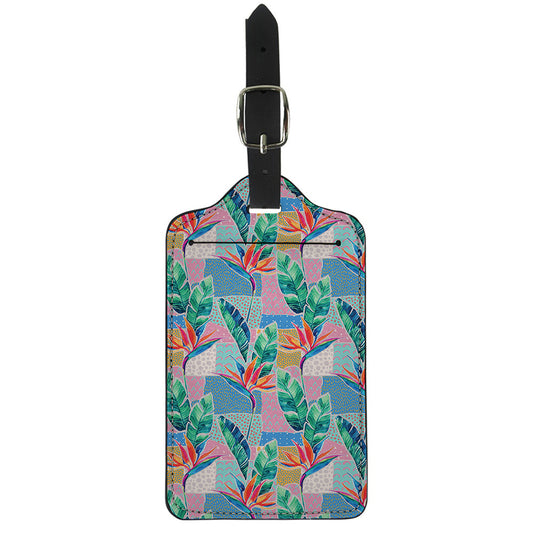 Watercolor Tropical Patchwork Print Luggage Tag