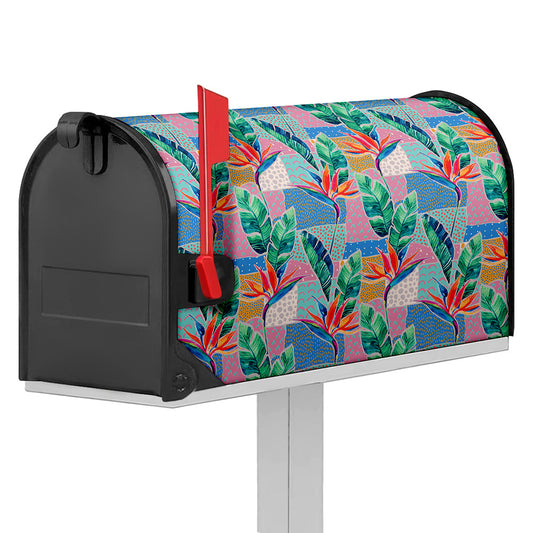Watercolor Tropical Patchwork Print Mailbox Cover