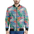 Watercolor Tropical Patchwork Print Men's Bomber Jacket
