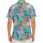 Watercolor Tropical Patchwork Print Men's Deep V-Neck Shirt