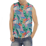 Watercolor Tropical Patchwork Print Men's Fitness Tank Top