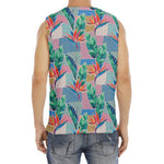 Watercolor Tropical Patchwork Print Men's Fitness Tank Top