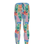 Watercolor Tropical Patchwork Print Men's leggings