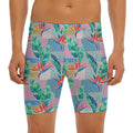 Watercolor Tropical Patchwork Print Men's Long Boxer Briefs