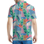 Watercolor Tropical Patchwork Print Men's Polo Shirt
