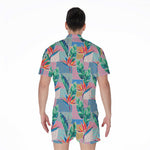 Watercolor Tropical Patchwork Print Men's Rompers