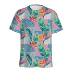 Watercolor Tropical Patchwork Print Men's Sports T-Shirt