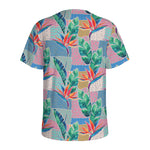 Watercolor Tropical Patchwork Print Men's Sports T-Shirt