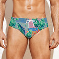 Watercolor Tropical Patchwork Print Men's Swim Briefs