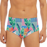 Watercolor Tropical Patchwork Print Men's Triangle Swim Briefs