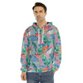Watercolor Tropical Patchwork Print Men's Velvet Pullover Hoodie