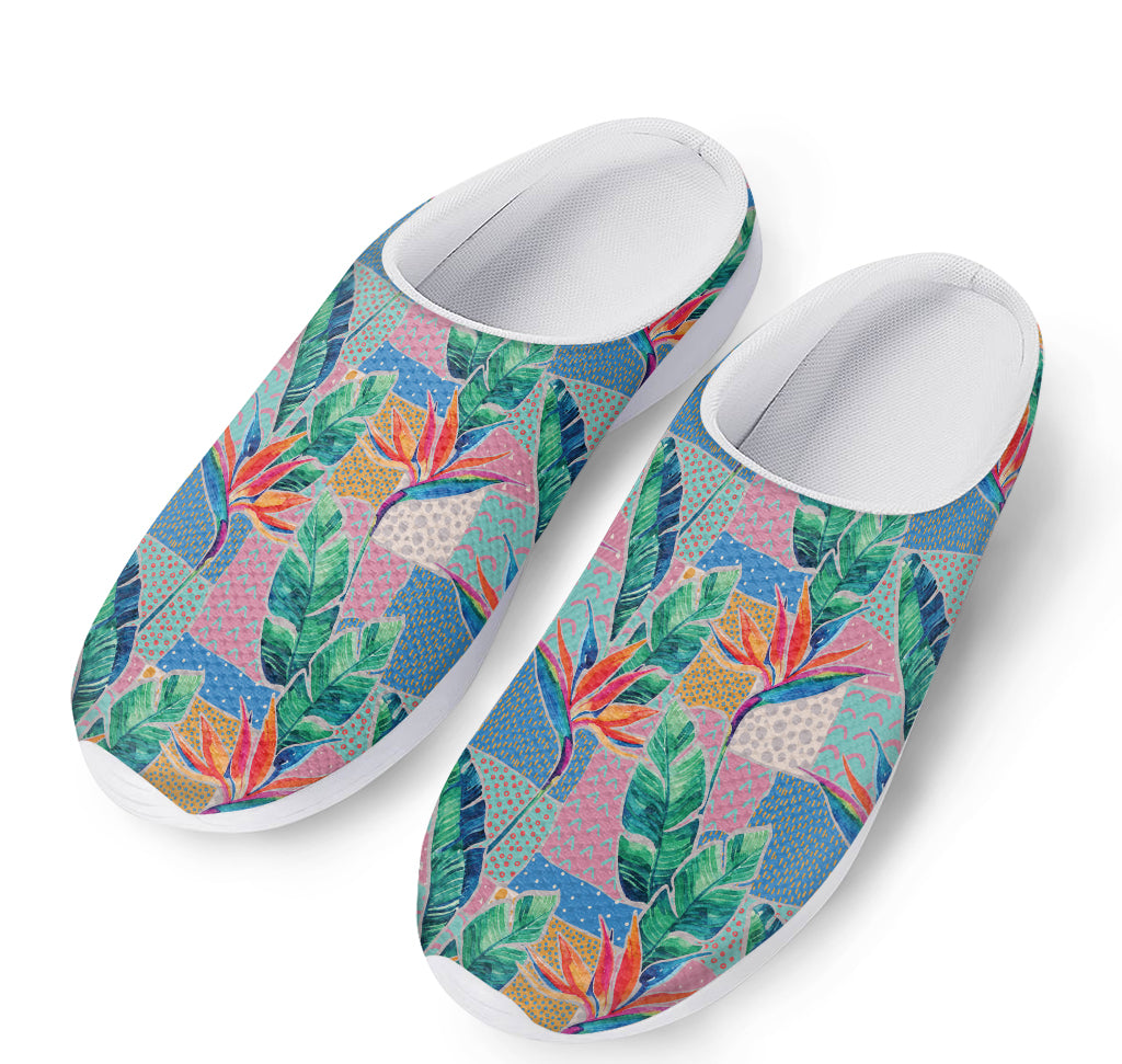 Watercolor Tropical Patchwork Print Mesh Casual Shoes